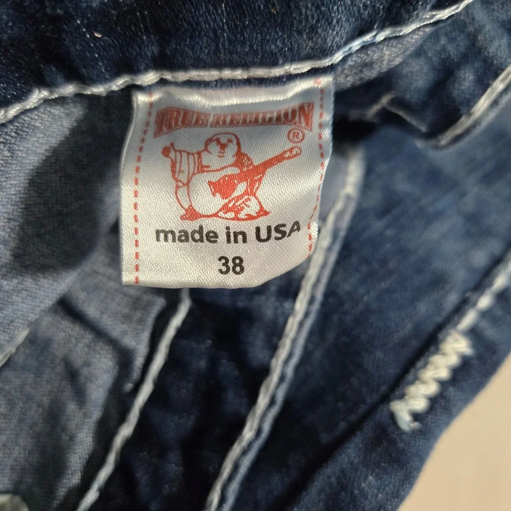 Vintage True Religion Joey Super T Jeans size 38 NWT Blue Thick White Stitch USA